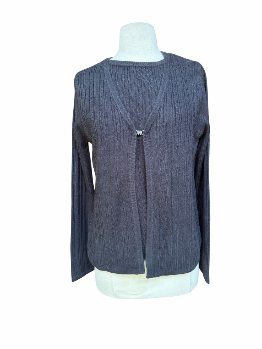 Deadstock w/Tag Late 90s/Y2K Croft & Barrow Ribbed Knit Faux Twinset Sweater
